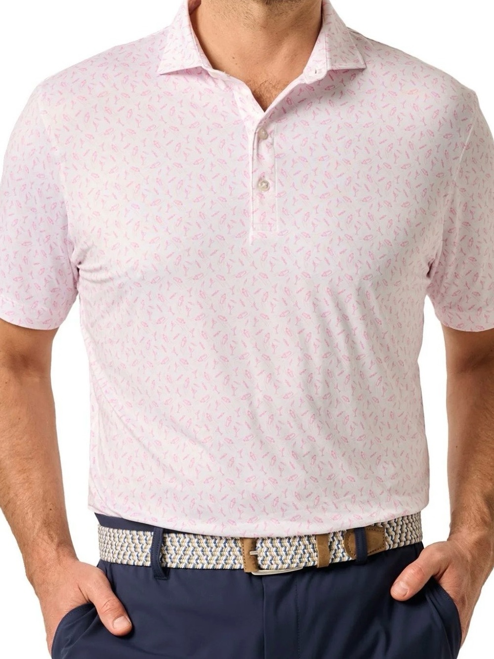 johnnie-O Martini Print  Featherweight Polo Large